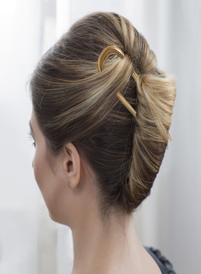 Quacc French Hair Pin Metal Hair Pin U Shaped Hair Clip for Women Girls Hairstyle Decorative Accessories (Gold) - Image 2